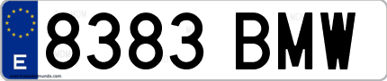 Ejemplo de matrícula de coche ordinaria 8383 BMW