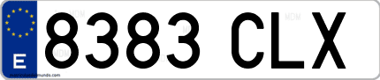 Ejemplo de matrícula de coche ordinaria 8383 CLX