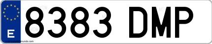 Ejemplo de matrícula española 8383 DMP
