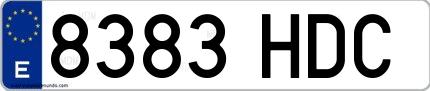 Ejemplo de matrícula española 8383 HDC