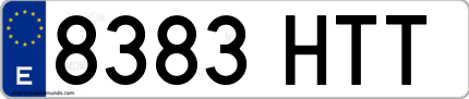 Ejemplo de matrícula de coche ordinaria 8383 HTT