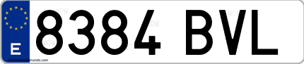Ejemplo de matrícula de coche ordinaria 8384 BVL
