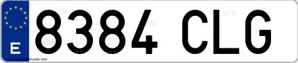 Ejemplo de matrícula española 8384 CLG
