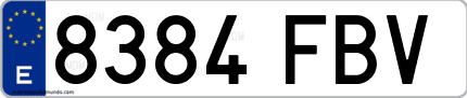 Ejemplo de matrícula de coche ordinaria 8384 FBV