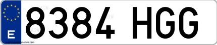 Ejemplo de matrícula española 8384 HGG