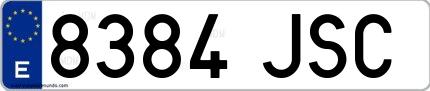 Ejemplo de matrícula española 8384 JSC