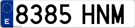 Ejemplo de matrícula de coche ordinaria 8385 HNM
