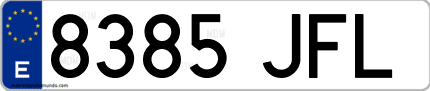Ejemplo de matrícula de coche ordinaria 8385 JFL