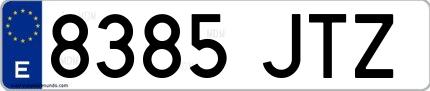 Ejemplo de matrícula española 8385 JTZ