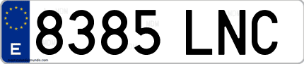Ejemplo de matrícula de coche ordinaria 8385 LNC