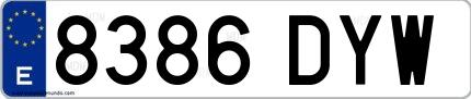 Ejemplo de matrícula española 8386 DYW