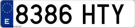 Ejemplo de matrícula española 8386 HTY