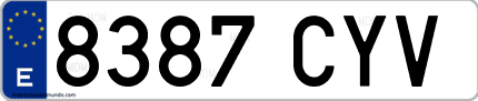 Ejemplo de matrícula de coche ordinaria 8387 CYV