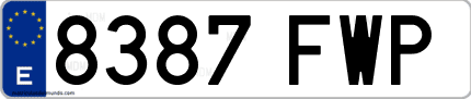 Ejemplo de matrícula de coche ordinaria 8387 FWP