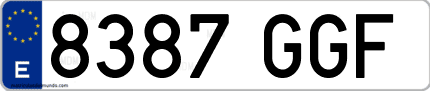 Ejemplo de matrícula de coche ordinaria 8387 GGF