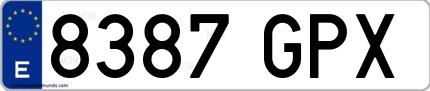 Ejemplo de matrícula española 8387 GPX