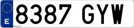 Ejemplo de matrícula de coche ordinaria 8387 GYW