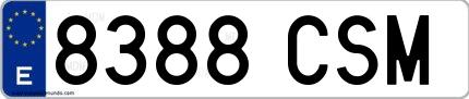 Ejemplo de matrícula española 8388 CSM