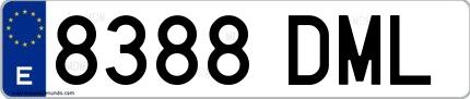 Ejemplo de matrícula española 8388 DML