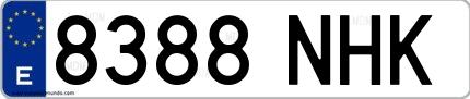 Ejemplo de matrícula española 8388 NHK