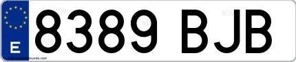Ejemplo de matrícula española 8389 BJB