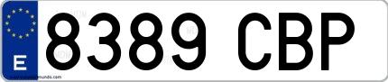 Ejemplo de matrícula española 8389 CBP