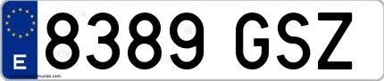 Ejemplo de matrícula española 8389 GSZ