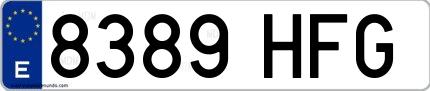 Ejemplo de matrícula española 8389 HFG