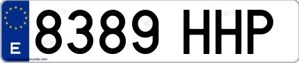 Ejemplo de matrícula española 8389 HHP