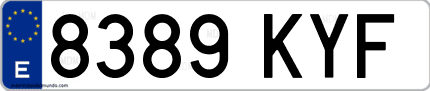 Ejemplo de matrícula de coche ordinaria 8389 KYF