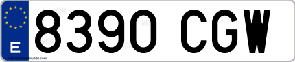 Ejemplo de matrícula de coche ordinaria 8390 CGW