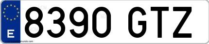 Ejemplo de matrícula española 8390 GTZ