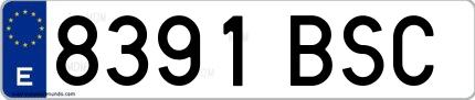 Ejemplo de matrícula española 8391 BSC