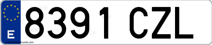 Ejemplo de matrícula de coche ordinaria 8391 CZL