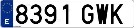Ejemplo de matrícula española 8391 GWK
