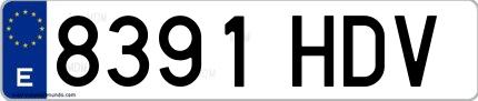 Ejemplo de matrícula española 8391 HDV