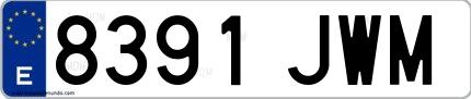 Ejemplo de matrícula española 8391 JWM
