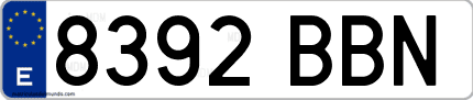 Ejemplo de matrícula de coche ordinaria 8392 BBN