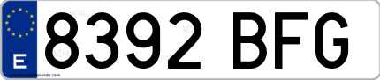 Ejemplo de matrícula de coche ordinaria 8392 BFG