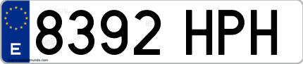 Ejemplo de matrícula de coche ordinaria 8392 HPH