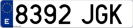 Ejemplo de matrícula de coche ordinaria 8392 JGK