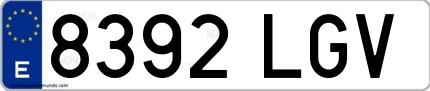 Ejemplo de matrícula española 8392 LGV