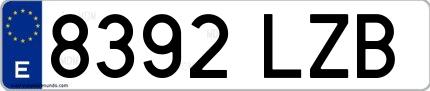 Ejemplo de matrícula española 8392 LZB