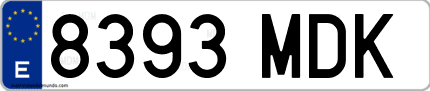 Ejemplo de matrícula de coche ordinaria 8393 MDK