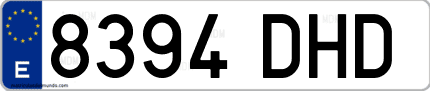 Ejemplo de matrícula de coche ordinaria 8394 DHD