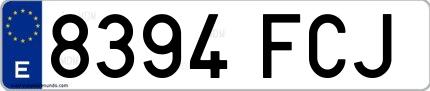 Ejemplo de matrícula española 8394 FCJ