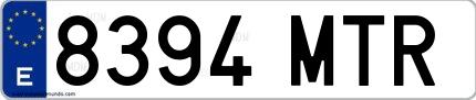 Ejemplo de matrícula española 8394 MTR
