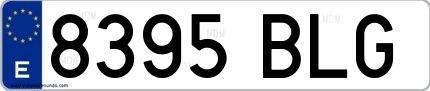 Ejemplo de matrícula española 8395 BLG
