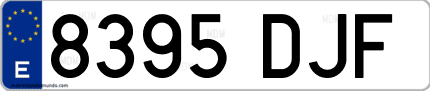Ejemplo de matrícula de coche ordinaria 8395 DJF