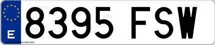 Ejemplo de matrícula española 8395 FSW